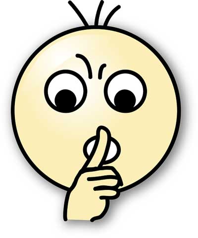 cartoon face saying "shh"