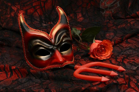 devil mask and pitchfork
